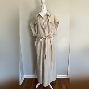 Calvin Klein Cream Belted Maxi Dress